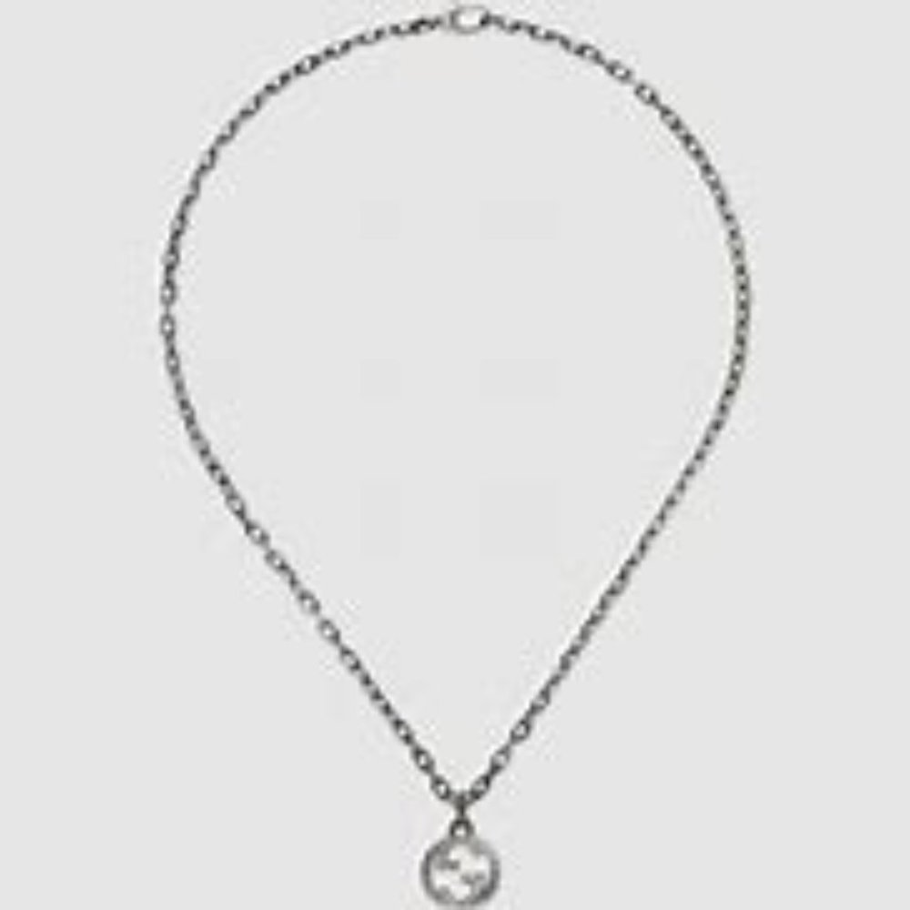 Authentic Sterling Silver Gucci Interlocking Necklace